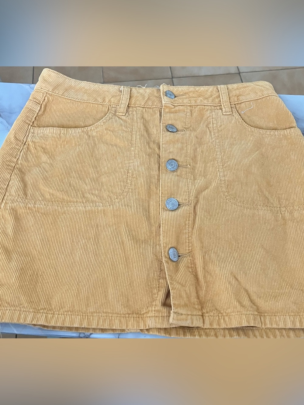 PacSun Men's Corduroy Button-Front Pants in Mustard Yellow